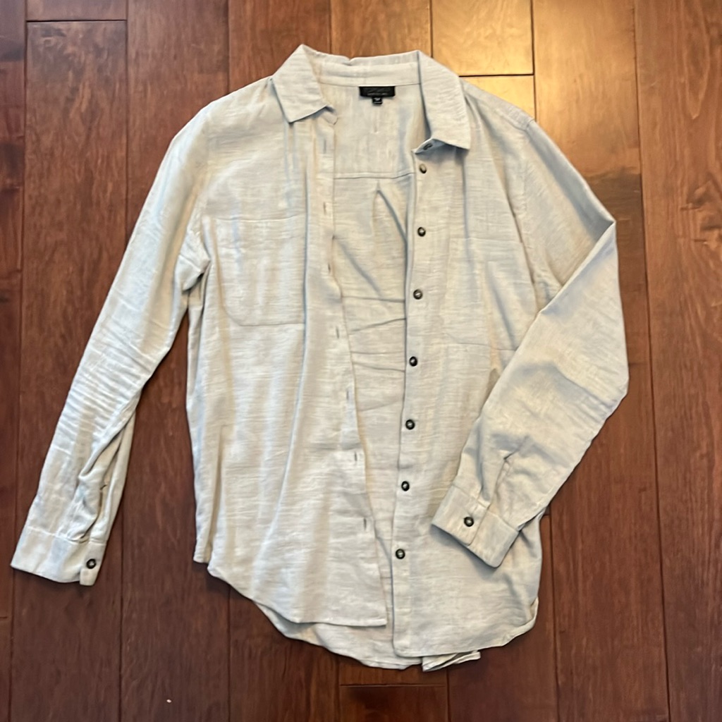 Top Shop Solid Light Gray Flannel Button Down